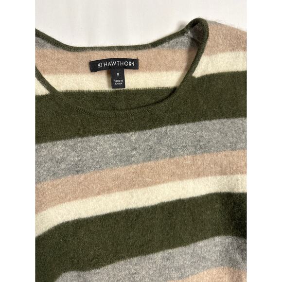 41 Hawthorn Rella Cashmere crewneck striped green, gray, tan  size small - Picture 10 of 11